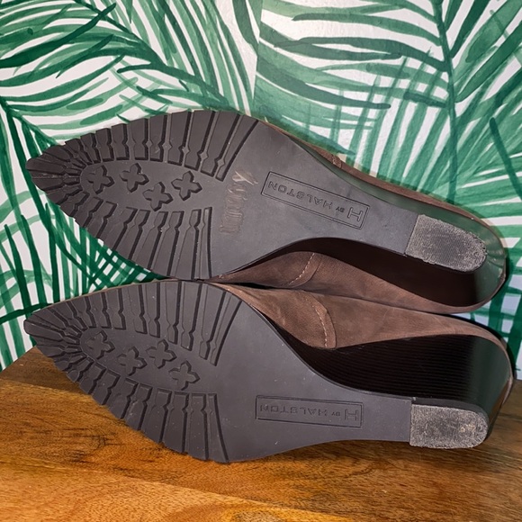 H By Halston Soft Brown Leather Wedge Ankle Boots Women’s 12 M - Picture 8 of 11